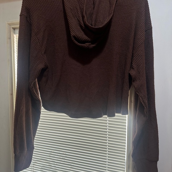 Hollister girls XS long sleeve hooded crop top shirt light weight brown - Picture 4 of 4